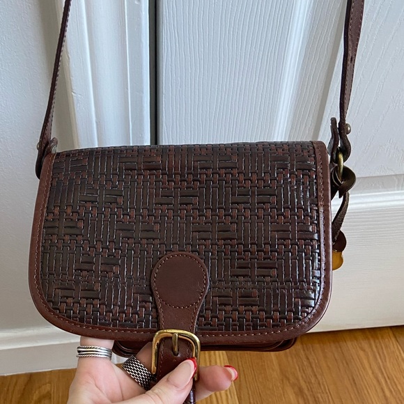 Brahmin Vintage Genuine Leather Woven Wicker Purse - Picture 7 of 9